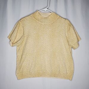 Liz Sport Short Sleeve Mock Sweater Women Petite Lg Animal Cotton Quiet Luxury